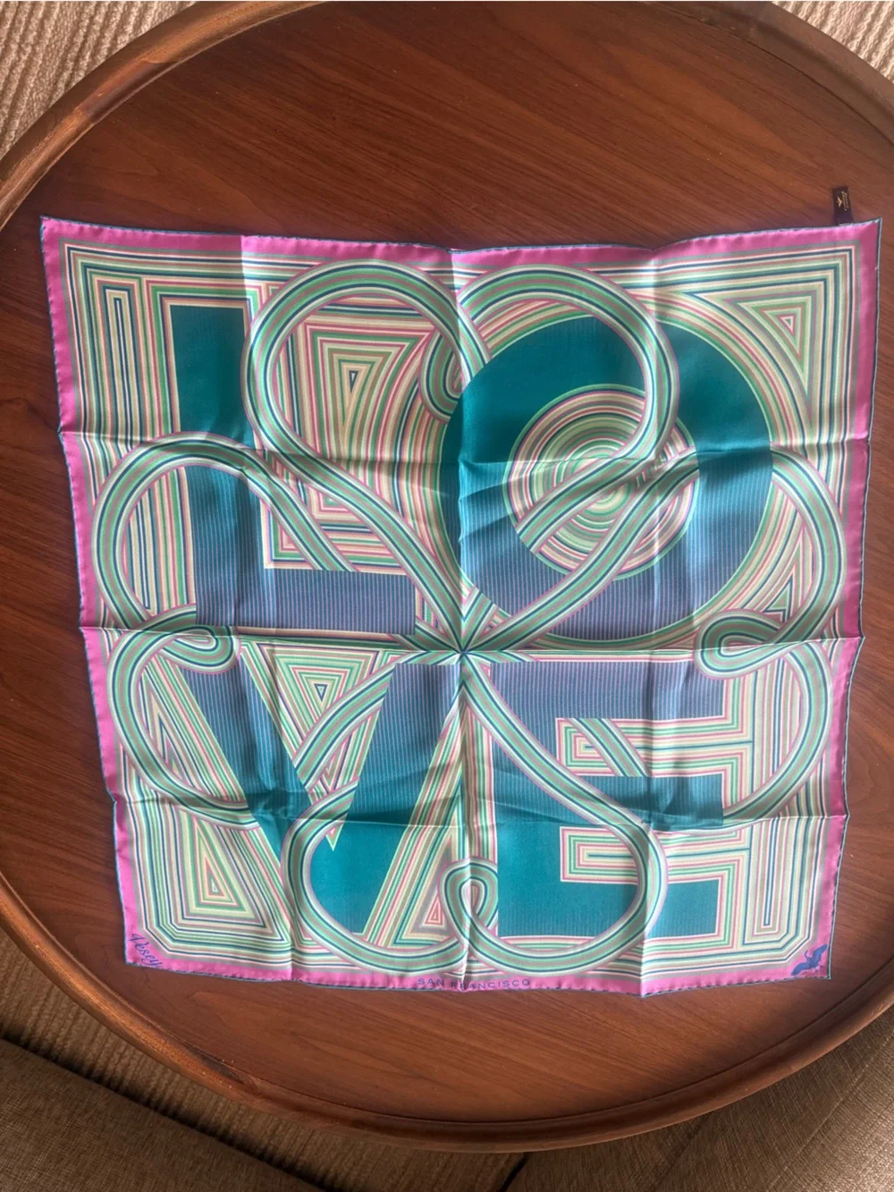 NEW Furious Goose LOVE San Francisco 100% Silk Scarf 25.5” UK
